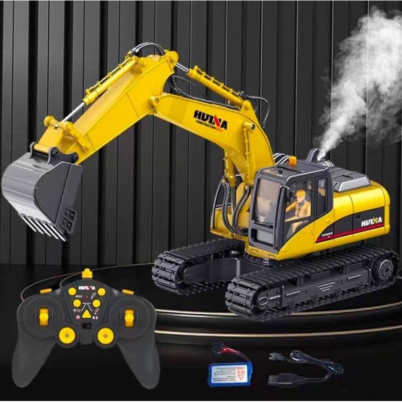 รถแมคโครบังคับหัวตักเหล็กHuina 650 มีควัน Huina 1535 แบตลิโพ 2 เซล 7.4