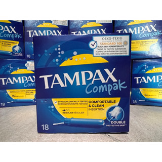 TAMPAX ผ้าอนามัยแบบสอดรุ่น Compak🇬🇧สำหรับวันมาปกติ 18 ชิ้น🚩สินค้าพร้อมส่งจากไทย🚩