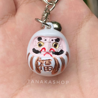 (Daruma) กระพรวนดารุมะโบราณสีขาว สูง3เซน [เครื่องรางญี่ปุ่น]