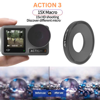 Macro Filter 15X for DJI Action 3 Macro Lens 15X Macro Filter High Definition micro shot เลนส์มาโคร 15X ถ่ายวัสดุระยะใก