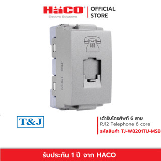 HACO เต้ารับโทรศัพท์ RJ12 Telephone Socket 6 สาย สีแม็ทเกรย์ รุ่น W8201TU-MSB