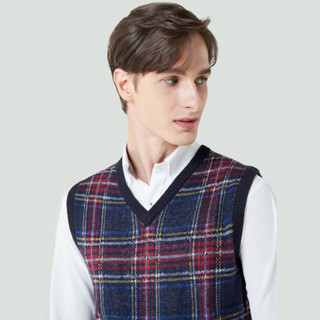 SUIT SELECT Knit Check Vest (Navy)