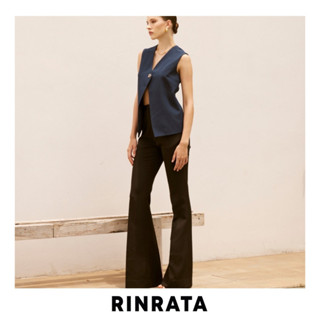 RINRATA -  Avery Pants กางเกงขายาว สีดำ ขาม้า ขาบานเล็กน้อย เอวสูง ทรงสวย