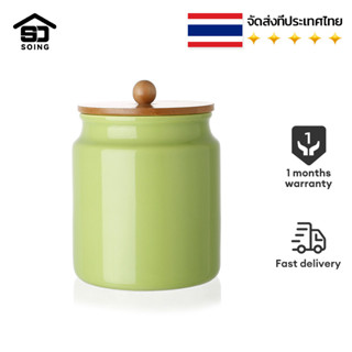 SWEEJAR 880Ml เซรามิคโหลเก็บอาหารถังฝาไม้ไผ่และซีลสำหรับเสิร์ฟกาแฟบดน้ำตาลชาเกลือ