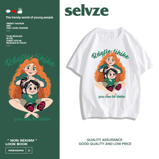 SELVZE （พร้อมส่งจากกทม มาถึงใน 3วัน）print T-shirt การ์ตูนพิมพ์รอบคอแขนสั้นผู้หญิงเสื้อลำลอง oversize A0847