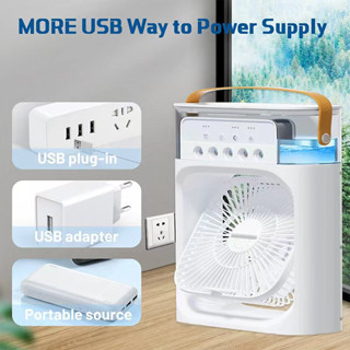 ใหม่พัดลม 4in1 ไอน้ำพกพา ปรับระดับ ฟอกอากาศ สเปรย์คูลเลอร์ มีไฟLED