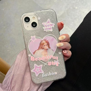 🧡ส่งของขวัญ🧡เคสไอโฟน 14 Pro Max 13 12 11 เคส for เคสไอโฟน11 เจ้าหญิงบาร์บี้ ทรายดูด พกง่ายๆ การป้องกันการตก Case