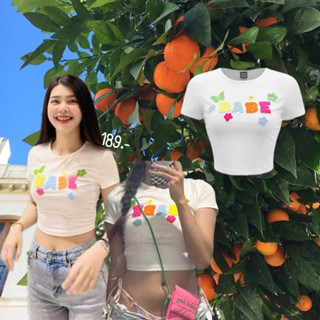 พร้อมส่ง [𝙓𝙎-𝙇] เสื้อเอวลอยปักbabe เสื้อยืดครอปปักไหมฟูๆ🧸