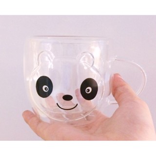 🐼แก้วกาแฟหนา2ชั้นมีหูจับ ลาย panda🐼