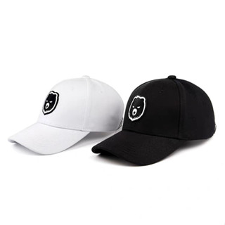 MMLABCREW หมวก Cap ลายหมี แบบเรียบๆ มีสีขาวและสีดำ