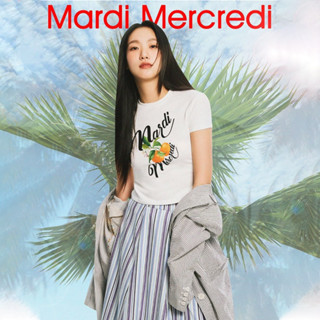 MARDI MERCREDI  CROPPED TSHIRT ORANGE BLOSSOM_WHITE  direct shipiing from korea