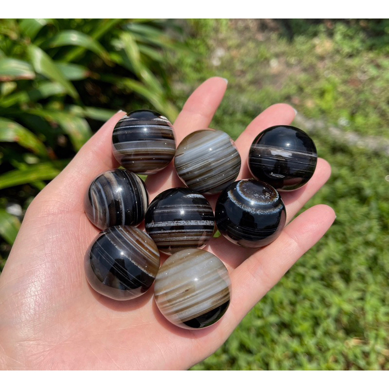 30mm Black Lace Agate Sphere, Crystal Sphere for Crystal Grid, Gemstone Sphere, Crystal Specimen, Ho