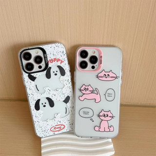 💕พร้อมส่ง💕iPhone 14 13 12 11 Pro Max เคส for เคสไอโฟน11 น่ารัก บางเบาพกพาง่าย การ์ตูน ลูกสุนัข แมว เรียบง่าย แฟชั่น Case