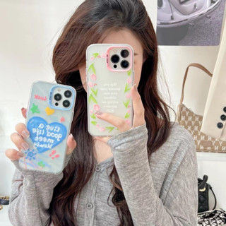 💕พร้อมส่ง💕iPhone 14 13 12 11 Pro Max เคส for เคสไอโฟน11 น่ารัก บางเบาพกพาง่าย การ์ตูน ดอกไม้ โปร่งใส เคสนิ่ม Case