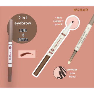 2in1 eyebrow ดินสอเขียนคิ้ว 4 มิติ Kiss Beauty-2677-03 เขียนคิ้วสองหัว เนื้อเนียนแต่งง่าย ไม่จับเป็นก้อน สวยเป็นธรรมชาติ