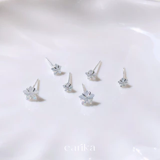 earika.earrings - diamond star stud ต่างหูเพชรเม็ดเดี่ยวรูปดาวก้านเงินชุบทองคำขาว (มีให้เลือก 3 ขนาด) ผิวแพ้ง่ายใส่ได้
