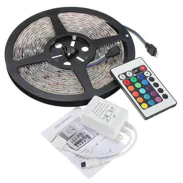 FS ไฟเส้น LED Strip 5M ชุดไฟเส้น รุ่น5050 RGB ชนิดสลับสี พร้อมรีโมท 24W 5เมตร 12V (ไม่มีอแดปเตอร์)