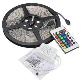 FS ไฟเส้น LED Strip 5M ชุดไฟเส้น รุ่น5050 RGB ชนิดสลับสี พร้อมรีโมท 24W 5เมตร 12V