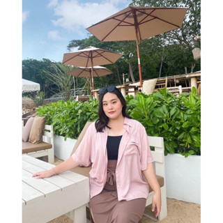 CANDY TOP เสื้อเชิ้ตOver Size ผ้านุ่มนิ่ม ใส่สบาย ไม่รั้ง ไม่ร้อน แฟชั่นสาวอวบ เสื้อผ้าPlussize : by Plus.bkk