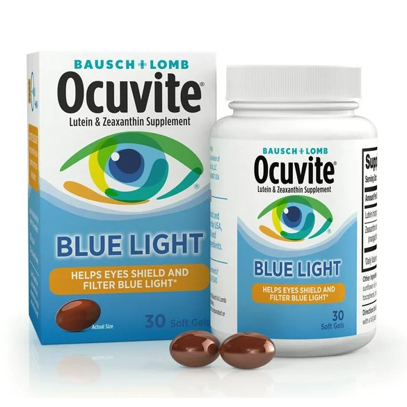 Bausch & Lomb Ocuvite Blue Light Lutein 25mg Lutein & Zeaxanthin Supplement, 30 Softgels บำรุงสายตาก