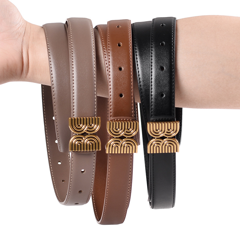 New Collection เข็มขัดผู้หญิง เข็มขัดเดรส หนังแท้คุณภาพสูง สไตล์วินเทจ รุ่น Mona