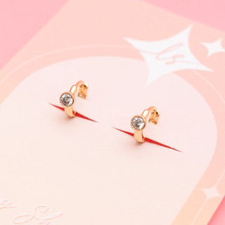 LELISA - Lyla Earring - ต่างหูประดับคริสตัลสุดหรู - สี Pinkgold - สแตนเลสแท้