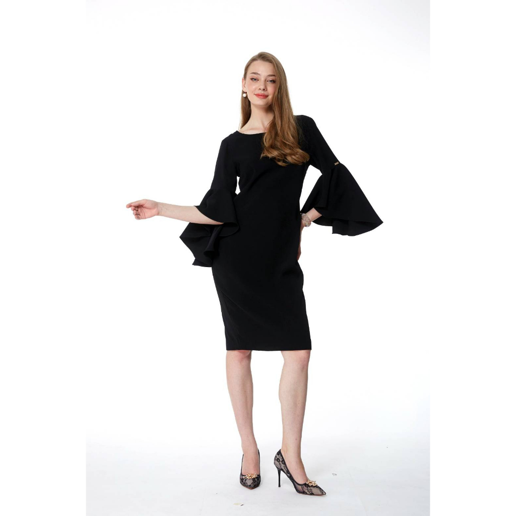 LOF-FI-CIEL Woman's Dress Jubilee Black Gorgeous เดรส เข้ารูป แขนระบาย สีดำ FZ27BL