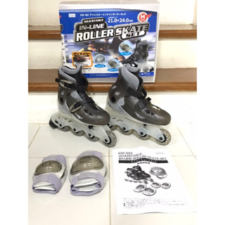 รองเท้าสเก็ต พร้อมอุปกรณ์ ยี่ห้อ Inline Roller skate มือสองญี่ปุ่น (สภาพ 95%) คัดพิเศษ ปรับความยาวรองเท้าได้ 21-24 ซม.