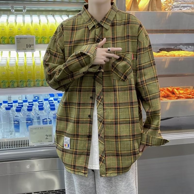 พร้อมส่ง⭐CTA4005⭐เสื้อเชิ้ตลายสก๊อตแขนยาวคอปกผู้ชาย oversize เสื้อกระดุมหน้าลำลองสไตล์ย้อนยุคแฟชั่น