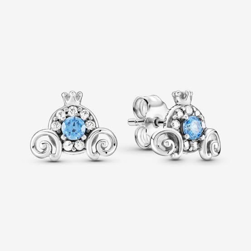 (พร้อมส่ง) Pandora Disney Cinderella Pumpkin Earrings ต่างหูรถฟักทอง สร้อยPandora ของเเท้100%