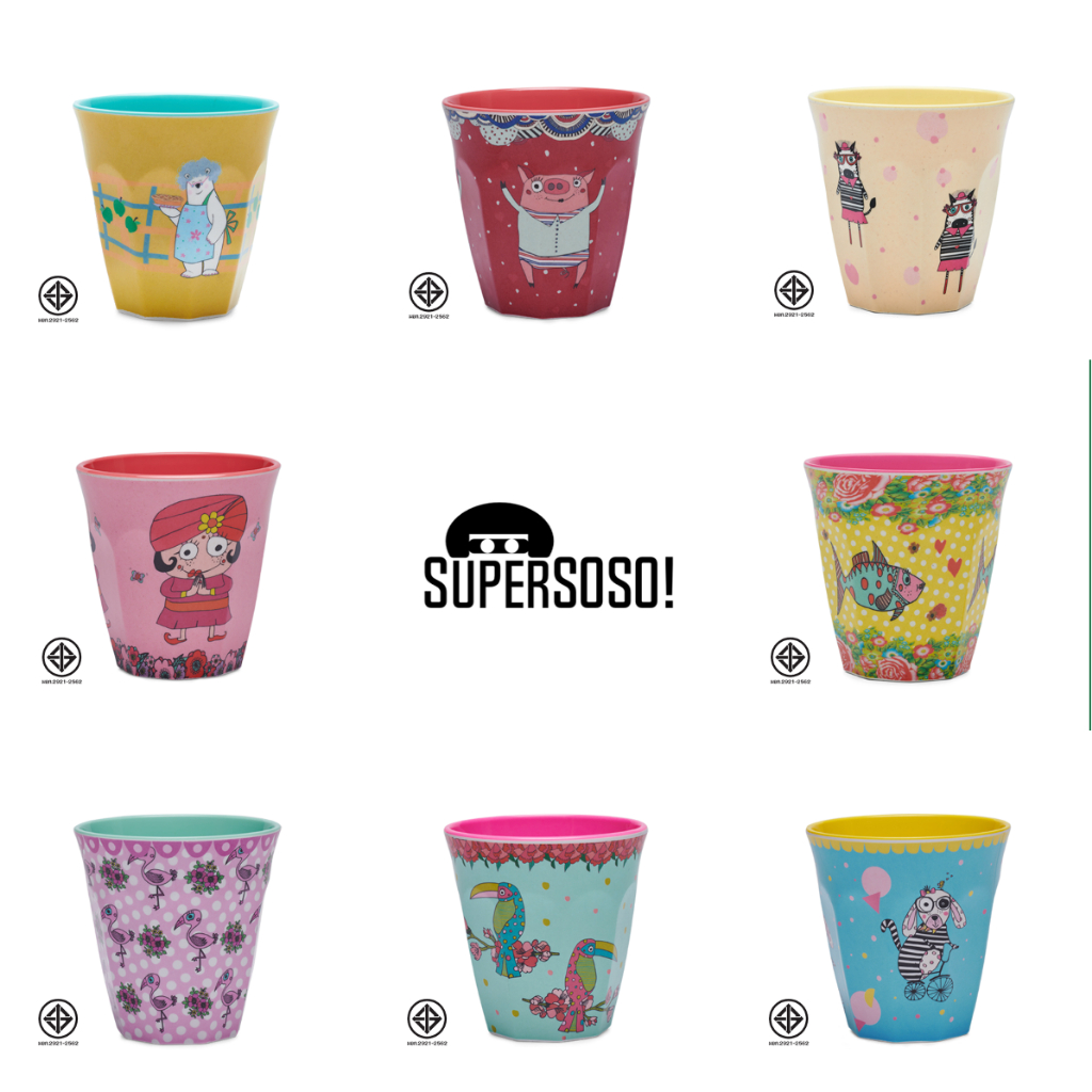 SuperSOSO! เเก้วน้ำขนาดกลาง ถ้วยกาแฟ สั้น Girl-ish Tumbler M ขนาด M 300มล แก้วเมลามีน แก้วน้ําชา ถ้วยกาแฟ