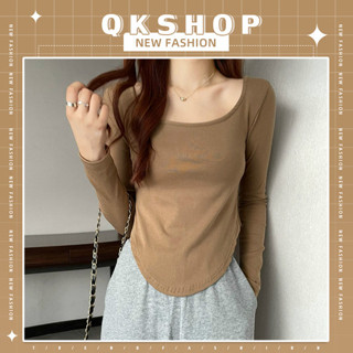 QKshop พร้อมส่ง💸เสื้อยืดแขนยาว เสื้อยืดผู้หญิงคอเหลี่ยมดีเทลดีงามมาก ดีเกิดคาดราคาดีอย่างคุ้ม รีบมาซื้อ🛒