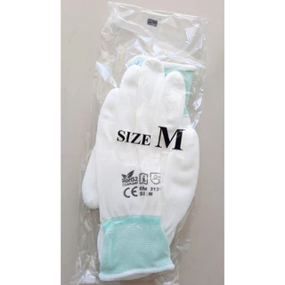 ถุงมือไนล่อนเคลือบ PU สีขาว (10คู่/แพ็ค) คุณภาพดี เคลือบเต็มฝ่ามือ Nylon PU coated gloves เปิดบิล vat ได้