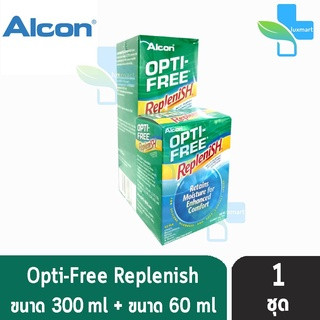 Alcon OPTI-FREE Replenish 300 ml [แถมฟรี 60 ml] [1 ชุด] ออฟติ ฟรี รีเพลนิช น้ำยาล้างคอนแทคเลนส์ ฟรี ตลับใส่คอนแทคเลนส์ O