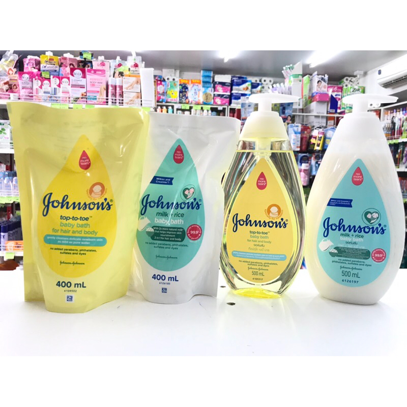 gohnson’s จอห์นสัน ท็อปทูโท เบบี้ บาธ หัวปั้ม500มล.ถุงเติม400มล. no more tears