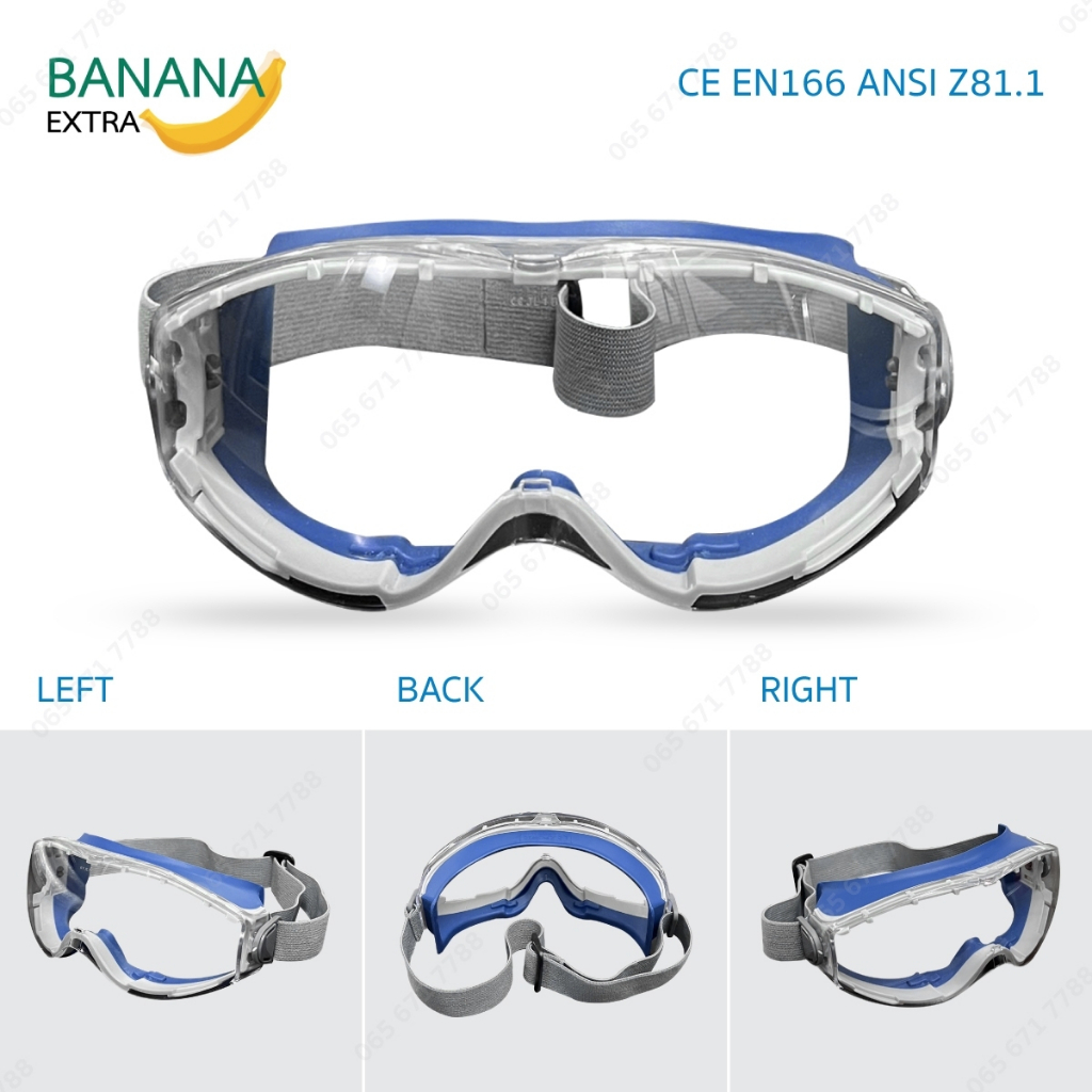 แว่นครอบตานิรภัยเลนส์ใส Safety Goggles LG-2510 ป้องกันสารเคมี กันสะเก็ด สวมใส่สบาย(1ชิ้น)