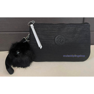 ส่งฟรี EMS  Kipling CLASSICS  Large Purse  - BLACK SHIMMR WV  สีหนาสีดำผ้าลายวิ้งๆๆ