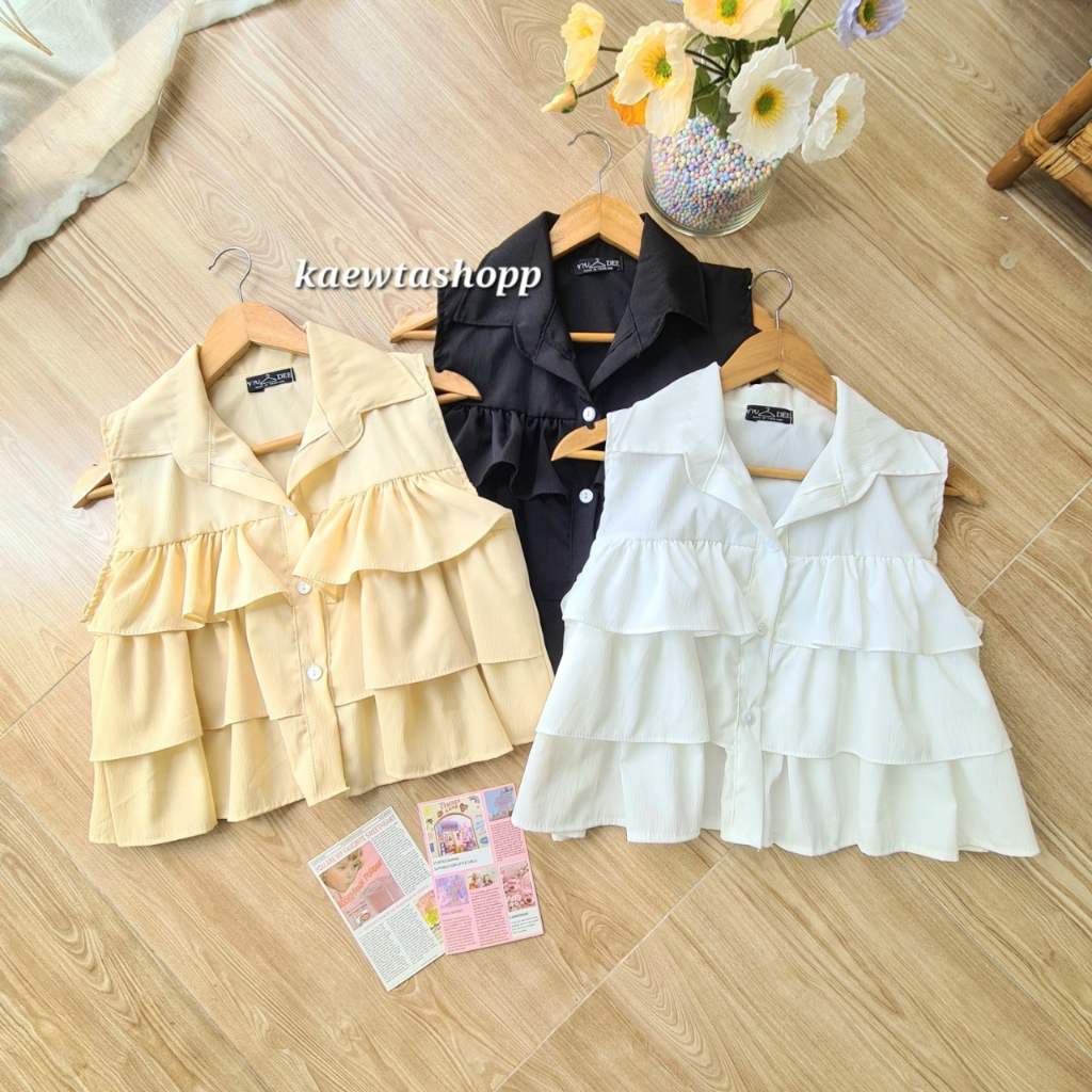 (ใส่โค้ด “P2O0X” ลดทันที 40.-) เสื้อเชิ้ตครอป ระบายอก ผ้าเนื้อดี ไซส์ใหญ่ kaewtashopp ราคา ถูกที่สุด ดีลบีเคเค แกลเลอรีภาพที่ 8