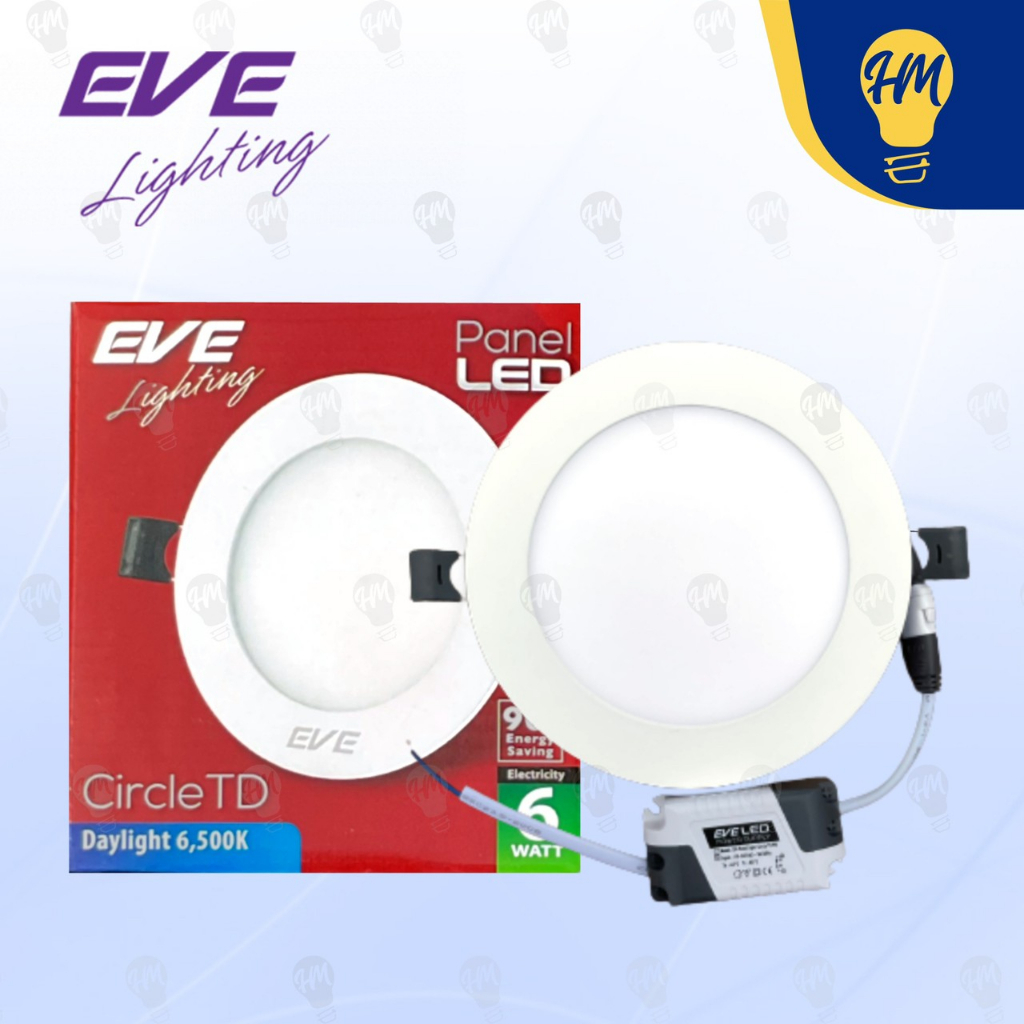 EVE Panel ดาวน์ไลท์ LED 6w. 9w. 12w. 18w. 24w. กลม แสงขาว/วอร์ม รุ่น TD โคมฝังฝ้า ดาวน์ไลท์ Panel LED Downlight