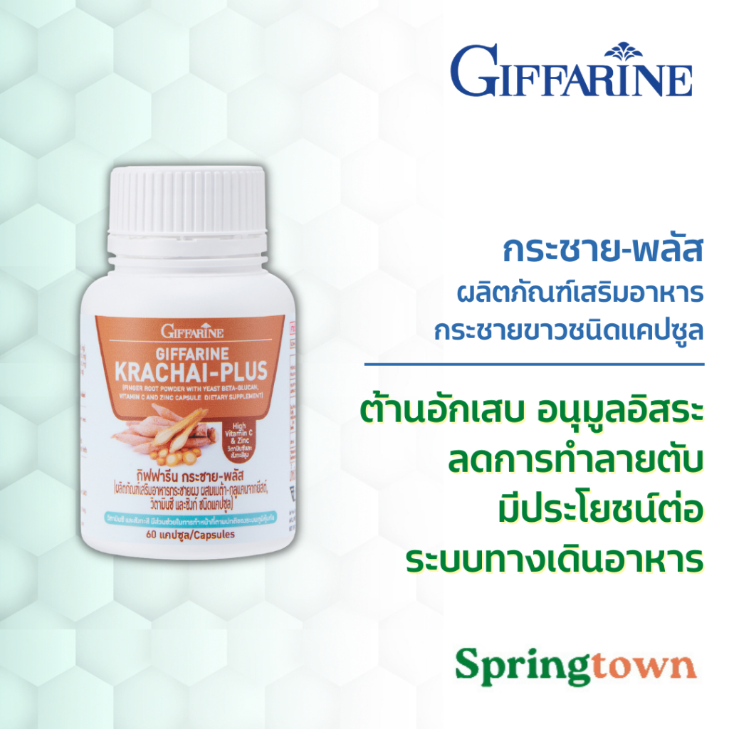 Giffarine กิฟฟารีน กระชาย-พลัส กระชายขาว แคปซูล