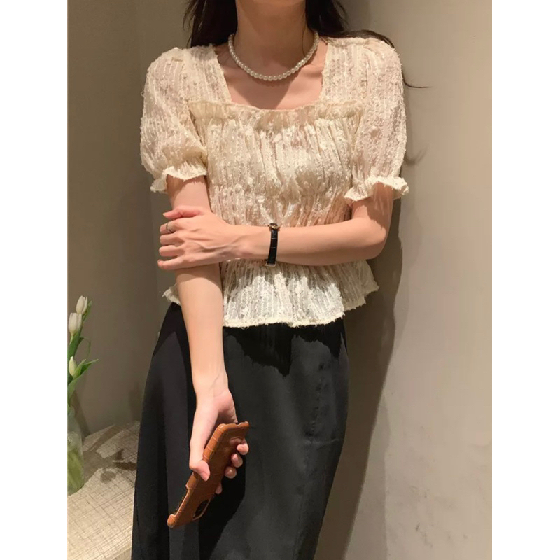 ☁️✨ Used once! Fondue glitter crop top {เสื้อครอปผ้ากลิตเตอร์} - NOMADE.