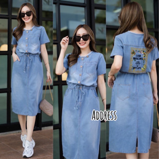 🌈🌿🌼🌸🌺💙🇰🇷 Jeans Short Sleeve Back Embroidery Maxi Dress