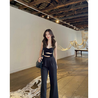 Chloë Black - top&amp;Long pant 🍷🍸🥂เสื้อเกาะอกกับกางเกงขายาว✨