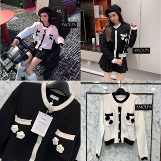 CARDIGANS CHANEL KNIT สวยหรู เนื้อผ้าพรีเมียมม นุ่ม หนานุ่มม!!!! กระดุมเป็นกระดุมปั้มมุขดอกไม้เพชร ติดดอกไม้คามิเลีย