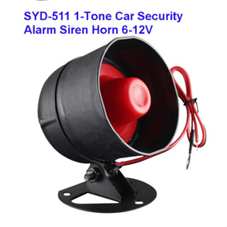 SC511, ST-511, SYD-511-1A BAS 1Tone Car Alarm Security 511 Siren Horn with Wire (Black-Red)