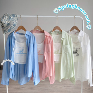 ♡Springhouse set.♡เซทเสื้อเชิ้ต+เสื้อกล้ามสีคุมโทน