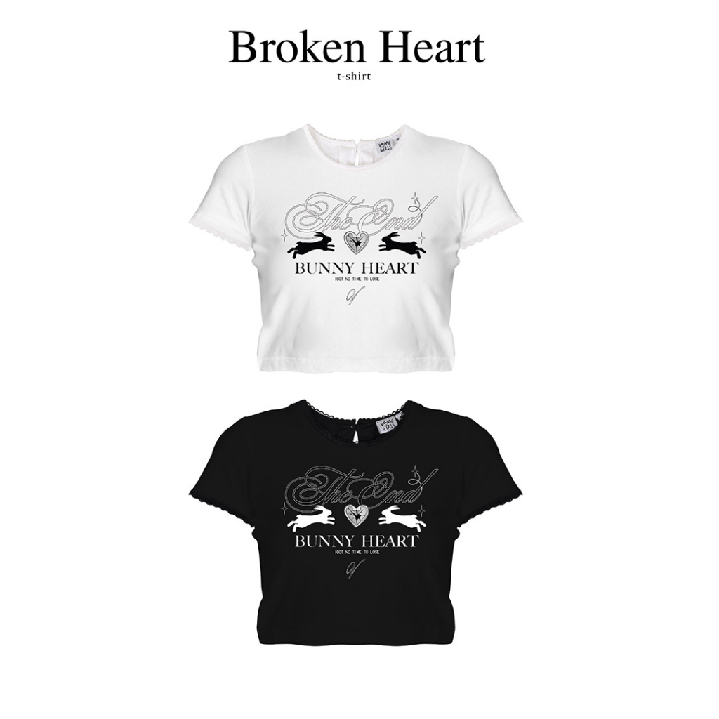 kome.offi เสื้อยืดครอป รุน Heart Broken t-shirt