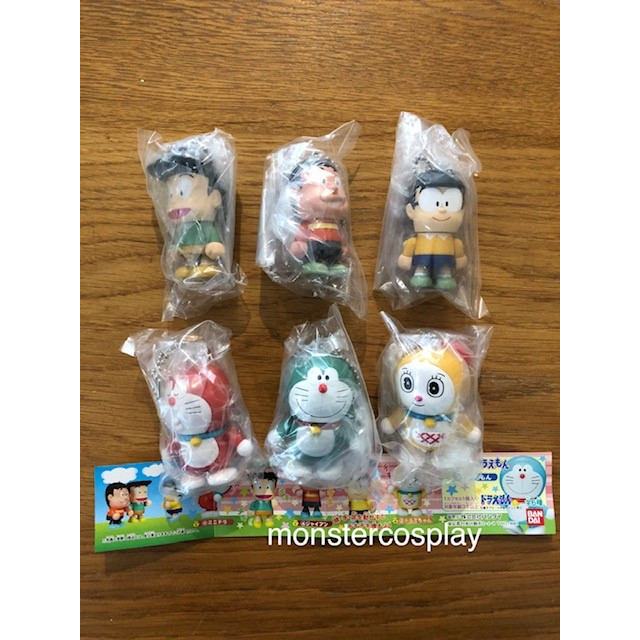 Bandai Doraemon Keychain Gashapon Set of 6 Figure พวงกุญแจ โดราเอมอน