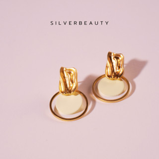 โค้ด SILV45 ลด45.-Silver beautyต่างหูวงกลมน้ำตาลแฟชั่นE01804