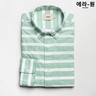 era-won เสื้อเชิ้ต ทรงปกติ Dress Shirt Oxford  แขนยาว สี Green Hollywood